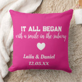 愛パーソナライズされた物語サブウェイ枕 – 名前&日付 クッション (ブランケット)