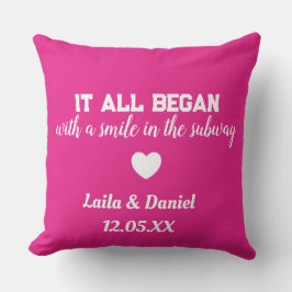 愛パーソナライズされた物語サブウェイ枕 – 名前&日付 クッション