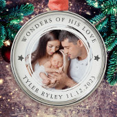 愛パーソナライズされた疑問に思の初めてのクリスマス メタルオーナメント