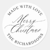 愛パーソナライズされた白で作ったメリークリスマス ラウンドシール (正面)