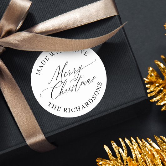愛パーソナライズされた白で作ったメリークリスマス ラウンドシール