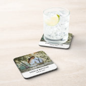 愛パーソナライズされた白結婚文字の写真 コースター (右側)