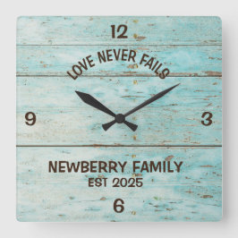 愛パーソナライズされた素朴は決して失敗しない スクエア壁時計