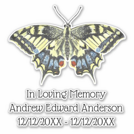 愛パーソナライズされた者の蝶のメモリアル損失 シール (正面)