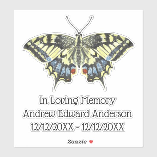 愛パーソナライズされた者の蝶のメモリアル損失 シール (シート)