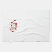 愛パーソナライズされた赤焼いたベーカリーキッチンで キッチンタオル (横)