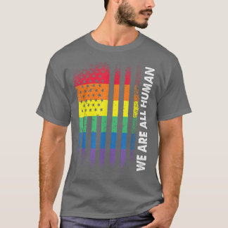 愛ヒューマンアメリカン国旗レインボーゲイLGBTQ LGBT Pr Tシャツ