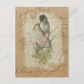愛ビクトリアンフランスのの鳥の愛の歌 ポストカード (正面)