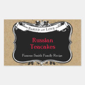 愛ビクトリアン焼いたCookieラベル付きスタイル 長方形シール (正面)