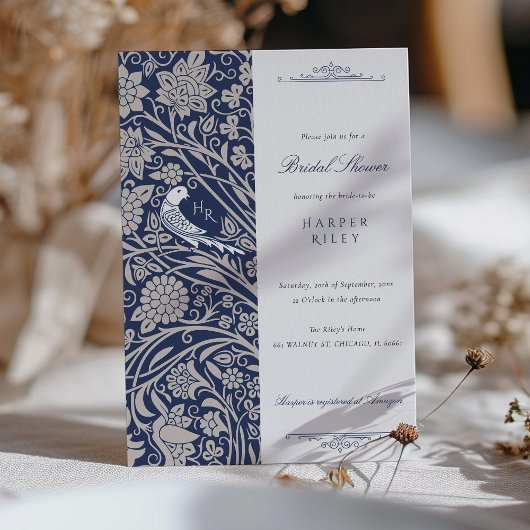 愛ビクトリアン鳥のブライダルシャワー招待 招待状
