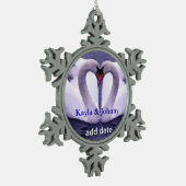 愛ピューターの雪片のオーナメントの白鳥 スノーフレークピューターオーナメント (左)