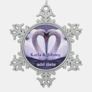 愛ピューターの雪片のオーナメントの白鳥 スノーフレークピューターオーナメント