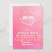愛ピンクのカップルの女の赤ちゃんのシャワーのトン 招待状 (正面)