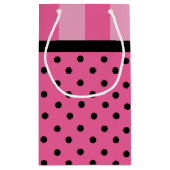 愛ピンクのストライプおよび水玉模様のパーティーのギフトバッグ スモールペーパーバッグ (裏面)