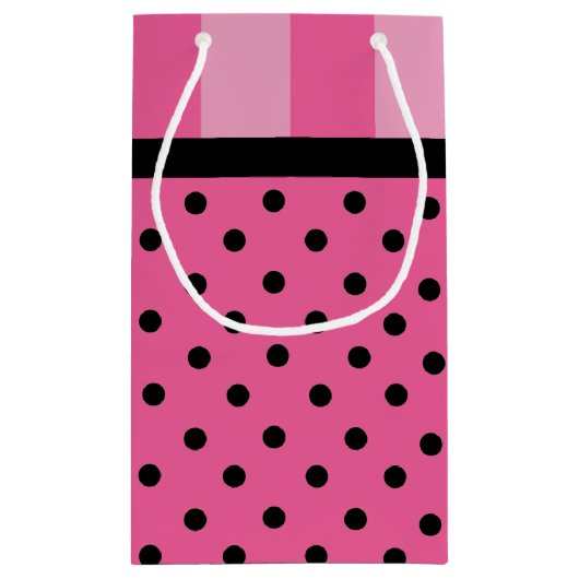 愛ピンクのストライプおよび水玉模様のパーティーのギフトバッグ スモールペーパーバッグ (裏面)
