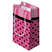 愛ピンクのストライプおよび水玉模様のパーティーのギフトバッグ スモールペーパーバッグ (正面アングル)
