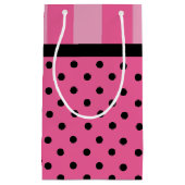 愛ピンクのストライプおよび水玉模様のパーティーのギフトバッグ スモールペーパーバッグ (正面)