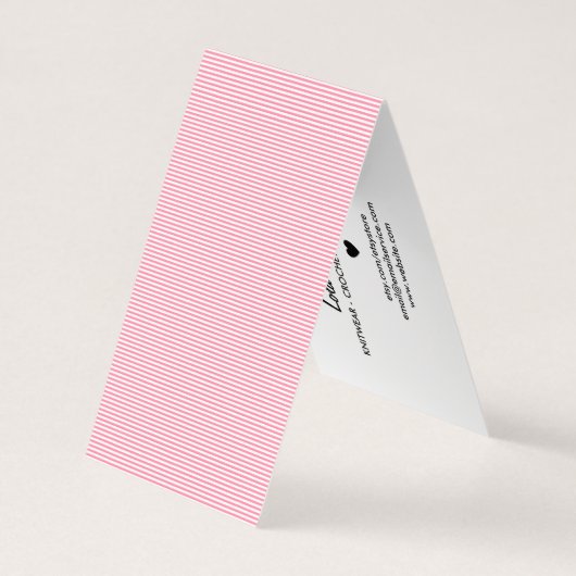 愛ピンクのストライプ-取り扱い表示と作られる 名刺 (裏面)