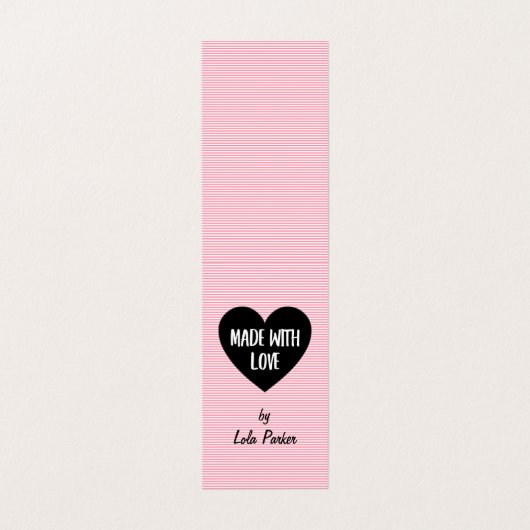 愛ピンクのストライプ-取り扱い表示と作られる 名刺 (外部フラット)