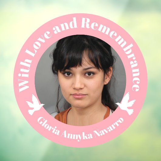 愛ピンクの2つの白い鳩の写真追悼w ウィンドウサイン (シート3)