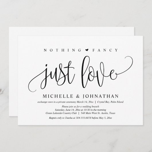 愛ファンシーの駆け落ち結婚 招待状 (正面/裏面)