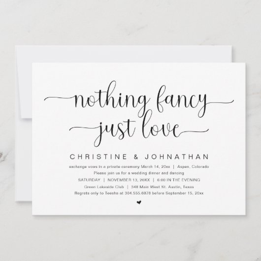愛ファンシーは無し結婚の駆け落ちパーティー 招待状 (正面)