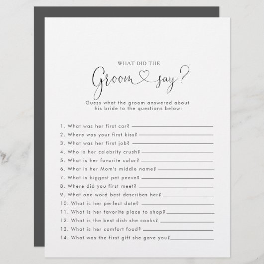 愛ファンシーブライダルシャワー新郎は何と言った (正面/裏面)