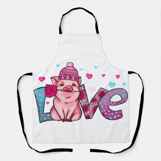 愛ファーム動物、愛の子豚、動物の愛 エプロン (正面)