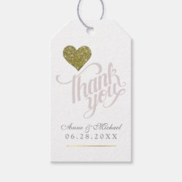 愛フェイクの金ゴールド感謝してい結婚ハート ギフトタグ