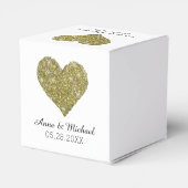 愛フェイク金ゴールドグリッターハート/結婚式の引き出物 フェイバーボックス (裏面サイド)