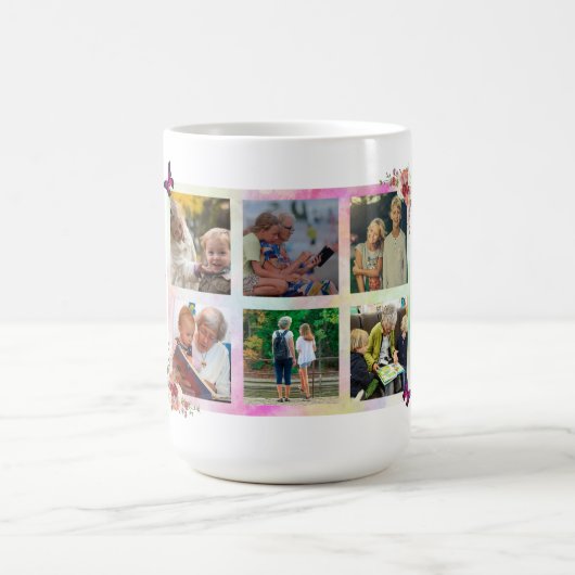 愛フェミニンおばあちゃんフォトコラージュパーソナライズされた コーヒーマグカップ (中央)