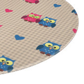 愛フクロウが付いている点検されたパターン カッティングボード (角)