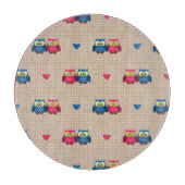 愛フクロウが付いている点検されたパターン カッティングボード (正面)