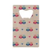 愛フクロウが付いている点検されたパターン クレジットカード栓抜き (裏面)