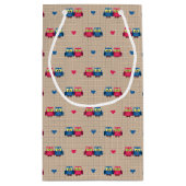 愛フクロウが付いている点検されたパターン スモールペーパーバッグ (裏面)