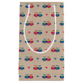 愛フクロウが付いている点検されたパターン スモールペーパーバッグ (正面)