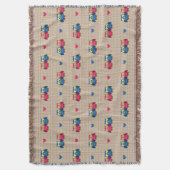 愛フクロウが付いている点検されたパターン スローブランケット (正面縦)