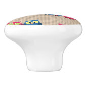 愛フクロウが付いている点検されたパターン セラミックノブ (側面)