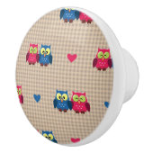 愛フクロウが付いている点検されたパターン セラミックノブ (右)