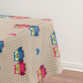 愛フクロウが付いている点検されたパターン テーブルクロス (インサイチュ)