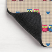 愛フクロウが付いている点検されたパターン マウスパッド (コーナー)