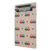 愛フクロウが付いている点検されたパターン ミニクリップボード (アングル2)