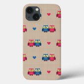 愛フクロウが付いている点検されたパターン Case-Mate iPhoneケース (裏面)