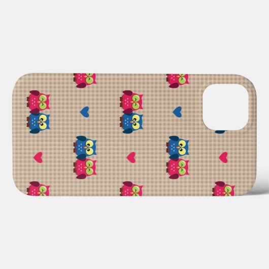 愛フクロウが付いている点検されたパターン Case-Mate iPhoneケース (裏面 (横))