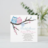 愛フクロウのカップルのブライダルシャワーでかわいい 招待状 (スタンド正面)