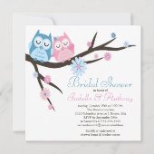 愛フクロウのカップルのブライダルシャワーでかわいい 招待状 (正面)