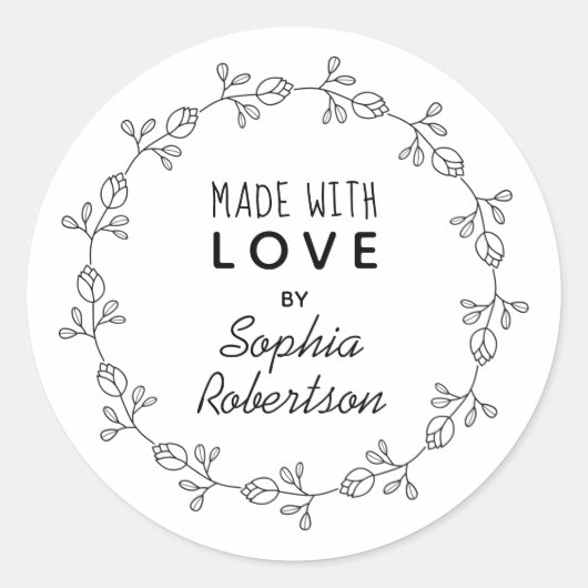 愛フローラ製品ラベルパーソナライズされた付き ラウンドシール (正面)