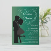 愛ブライダルシャワーのかわいくキスをするなカップル 招待状 (スタンド正面)