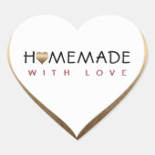 愛ブロンズハート型ラベル付き手作り ハートシール (正面)