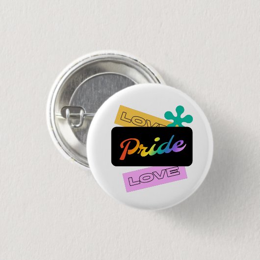 愛プライド愛。LGBT+プライドレインボーボタン 缶バッジ (正面&裏面)